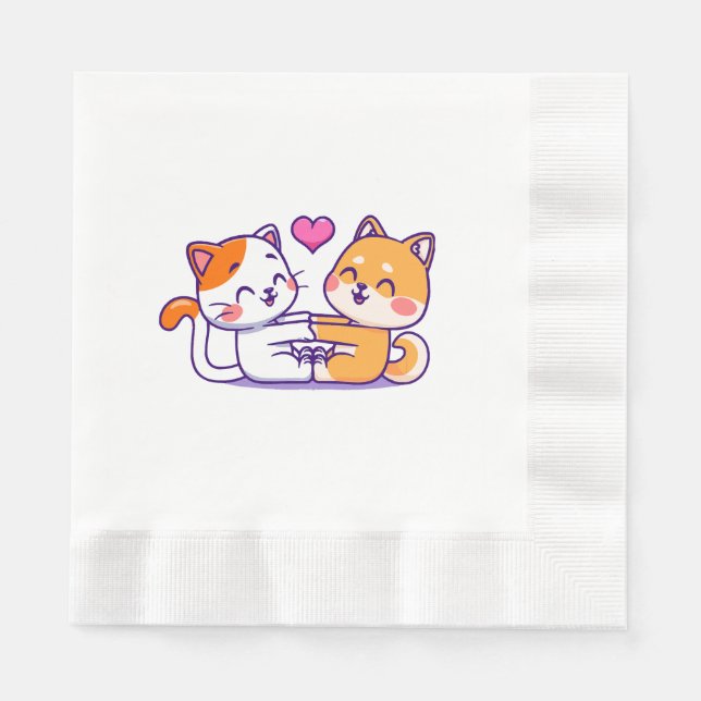 Katt Och Shiba Inu Pappersservett (Framsidan)