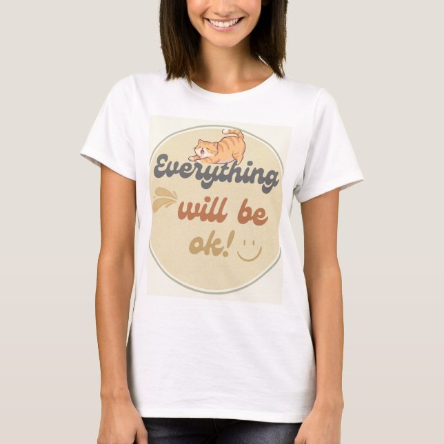 Katt och snygg konst design t-shirt (Framsida)