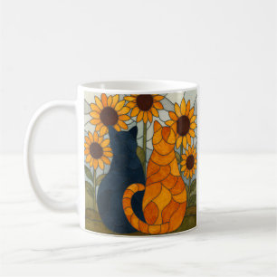 Katt- och solfjäderkonst i glasmåleri kaffemugg