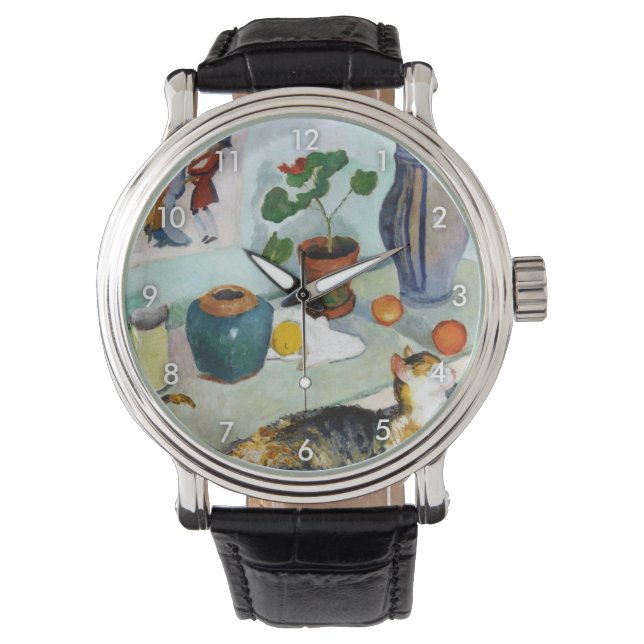 Katt och stilleben, August Macke Armbandsur (Framsida)