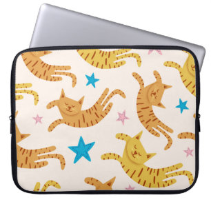Katt och stjärnor: Kids Mode Mönster Laptop Fodral