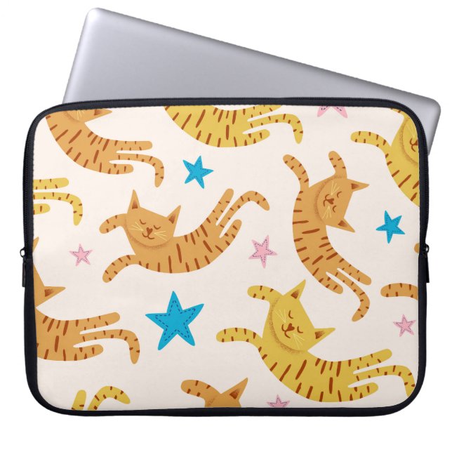 Katt och stjärnor: Kids Mode Mönster Laptop Fodral (Framsidan)