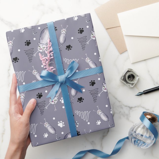 Katt och Tass vattenfärg Mönster Presentpapper (Gifting)