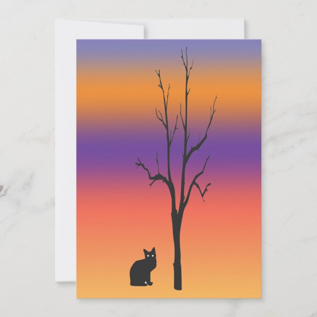 Katt- och trädHalloween inbjudan (Framsida)