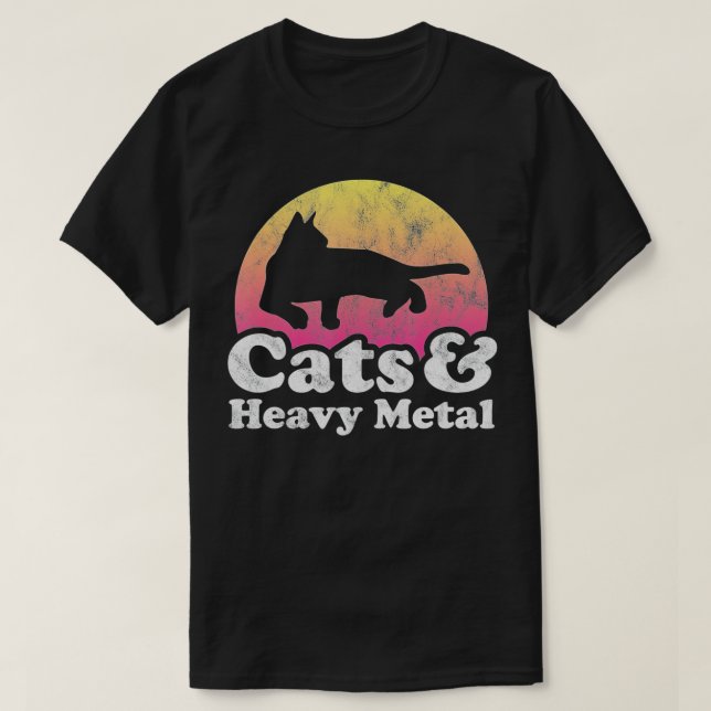 Katt och tung Manar i Metall eller kvinnokatt  T Shirt (Design framsida)