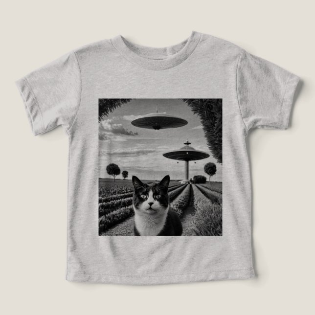 Katt och UFO T Shirt (Design Framsida)