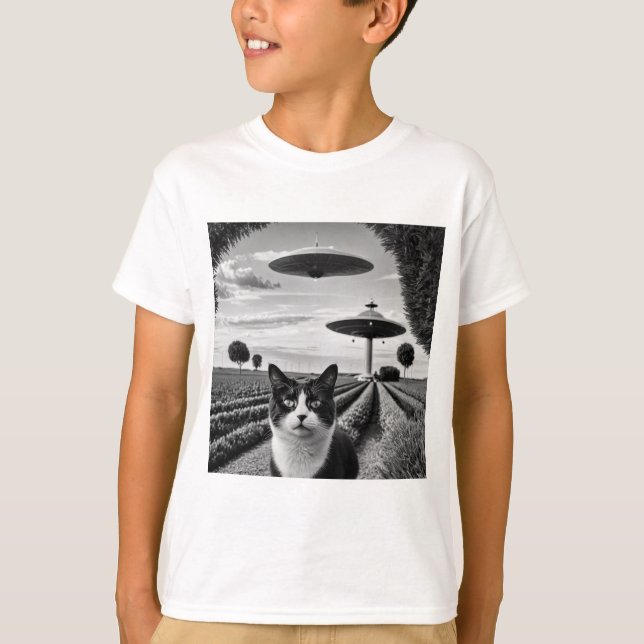 Katt och UFO T Shirt (Framsida)