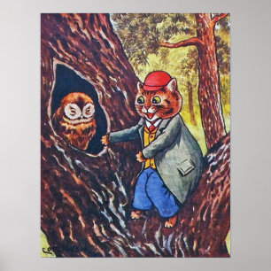 Katt och uggla, Louis Wain Poster