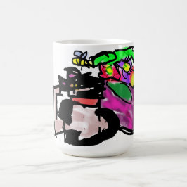 Katt och vårblommor  kaffemugg