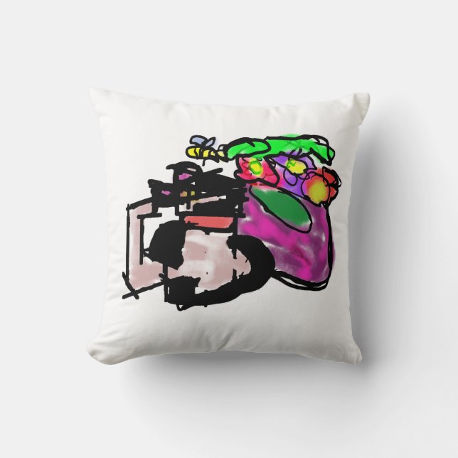 Katt och vårblommor  kudde (Framsida)