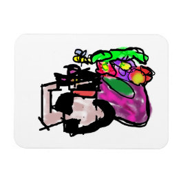 Katt och vårblommor  magnet