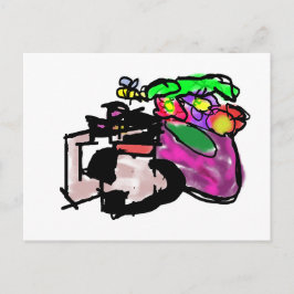 Katt och vårblommor  vykort