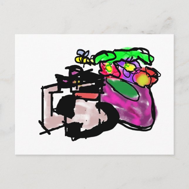 Katt och vårblommor  vykort (Framsida)