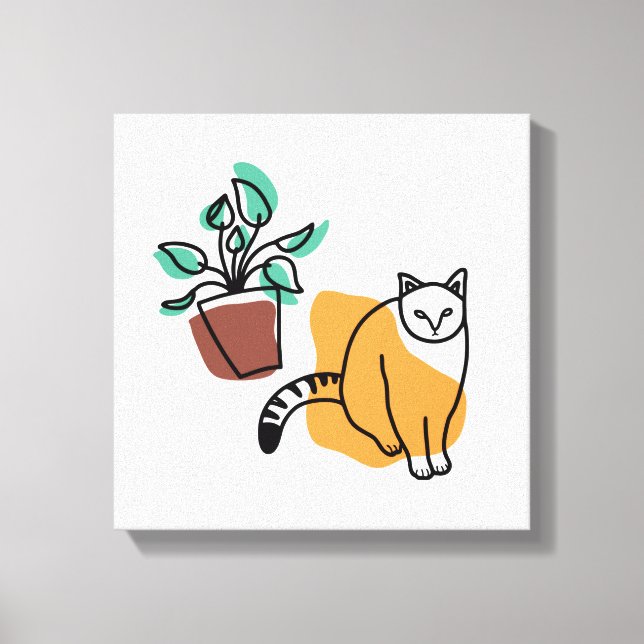 Katt och växter canvastryck (Framsida)