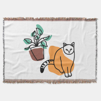 Katt och växter filt