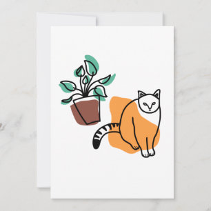 Katt och växter inbjudningar