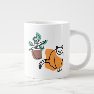 Katt och växter jumbo mugg