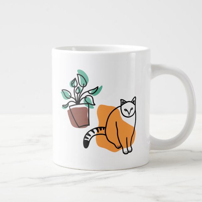 Katt och växter jumbo mugg (Höger)