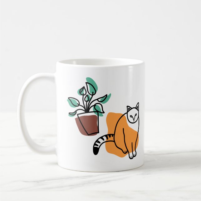 Katt och växter kaffemugg (Vänster)