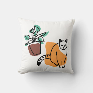 Katt och växter kudde