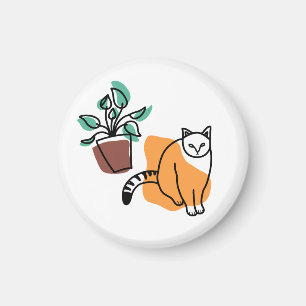 Katt och växter magnet