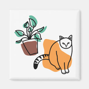 Katt och växter magnet