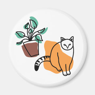 Katt och växter magnet