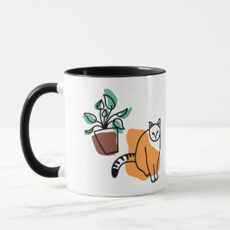 Katt och växter mugg