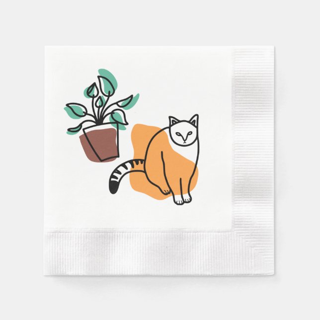 Katt och växter pappersservett (Framsidan)