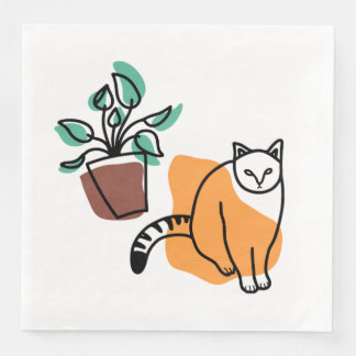 Katt och växter pappersservett
