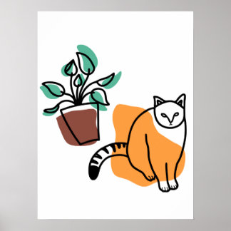 Katt och växter poster