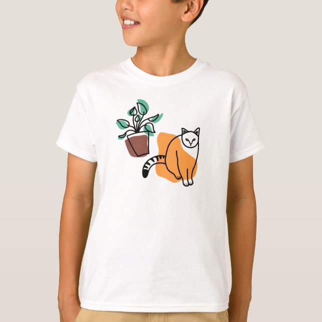 Katt och växter t shirt (Framsida)