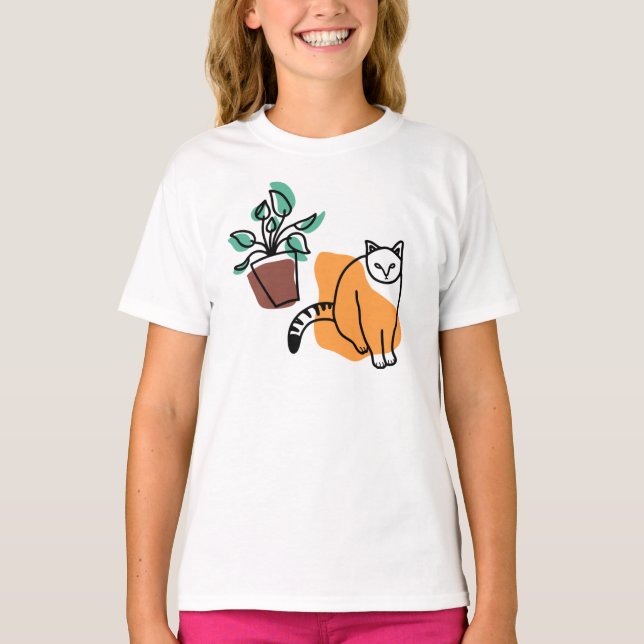 Katt och växter t shirt (Framsida)