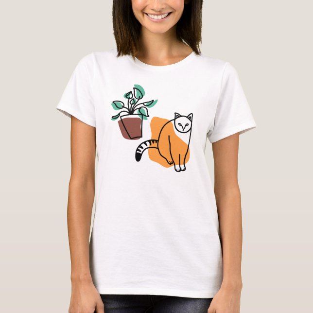 Katt och växter t shirt (Framsida)