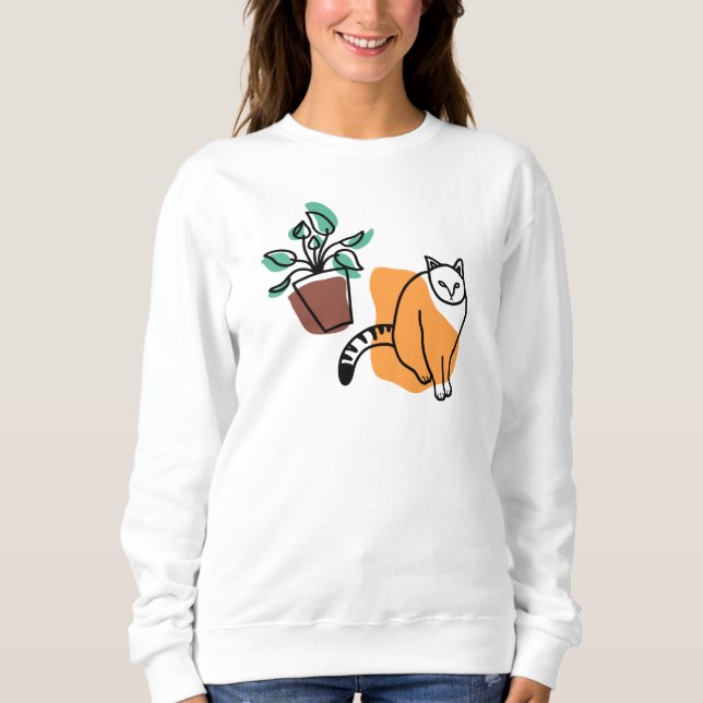Katt och växter t shirt (Framsida)