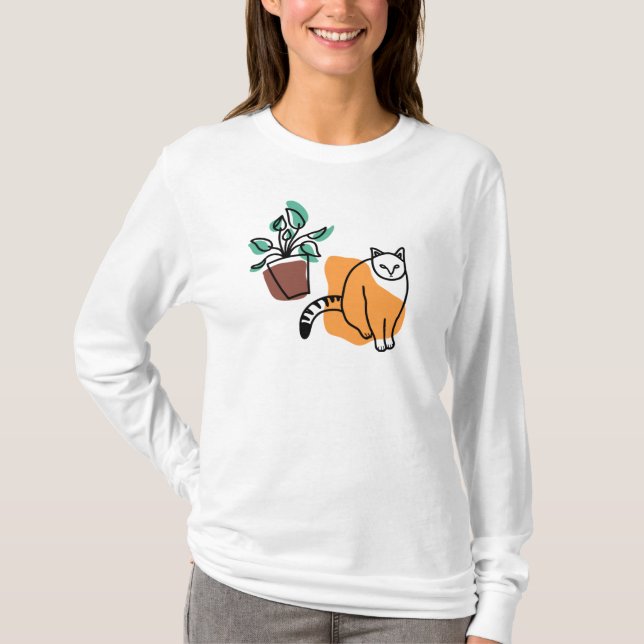 Katt och växter t shirt (Framsida)