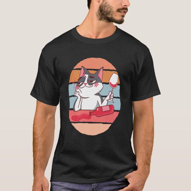 Katt och vin t shirt (Framsida)