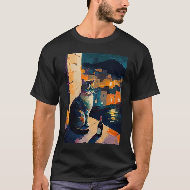 katt och vin t shirt (Framsida)