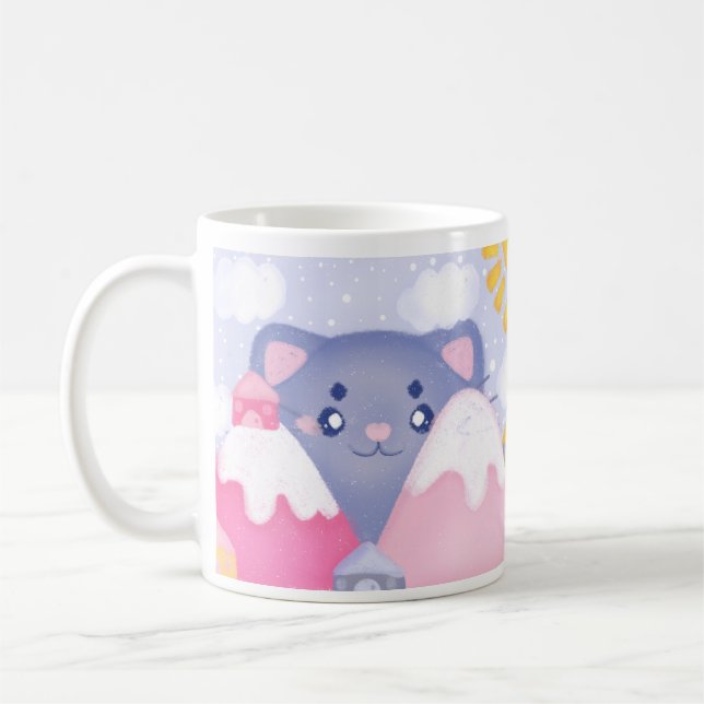 Katt- och vinterberg med kute Sol Kaffemugg (Vänster)