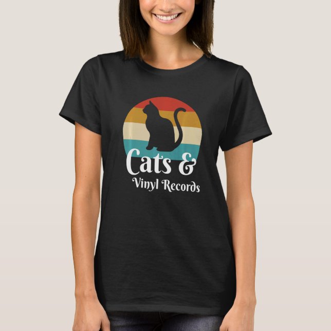 Katt- och vinylregister t shirt (Framsida)
