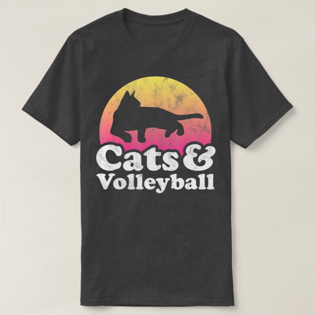 Katt och Volleyball Manar eller Womens Cat T Shirt (Design framsida)