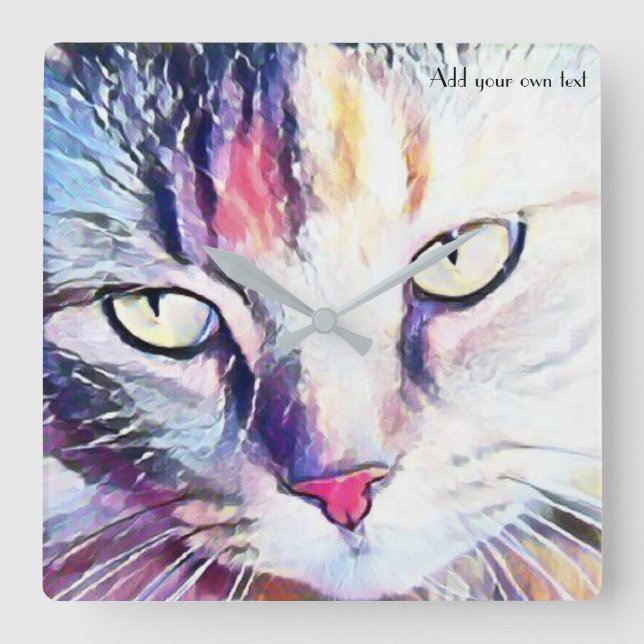 katt öga art-klocka fyrkantig klocka (Framsida)