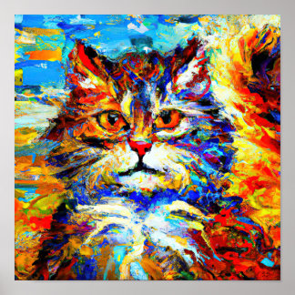 Katt Öga nr 1 i stil i Leonid Afremov. Poster