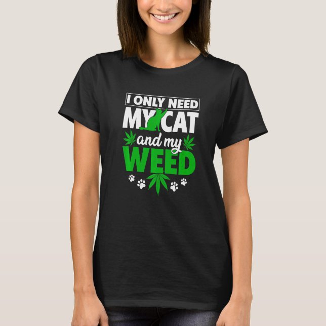 Katt Ogräs Cat Cat Pappa Cat Mamma behöver bara mi T Shirt (Framsida)