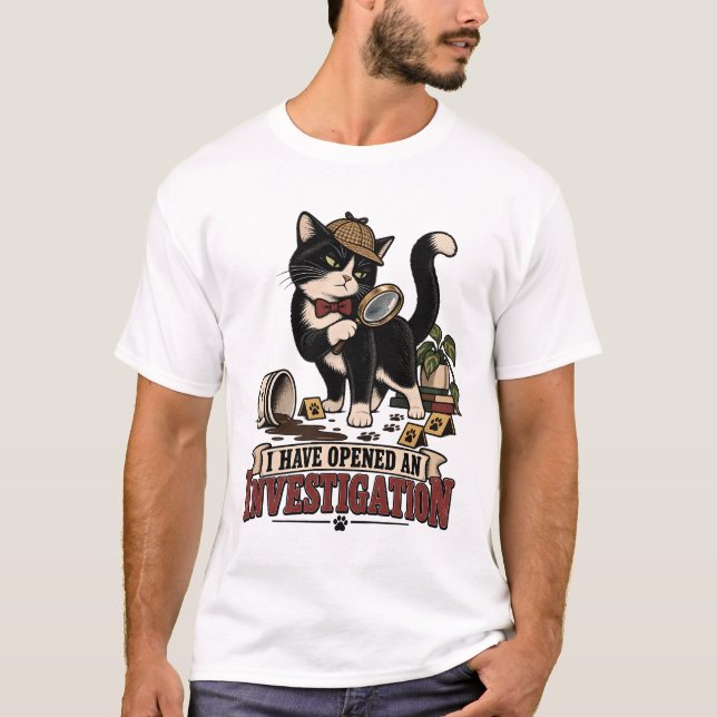 Katt öppnar hushållsutredning t shirt (Framsida)