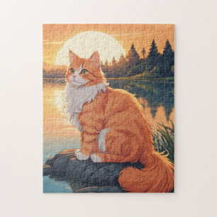 Katt Orange och Vit Pussel