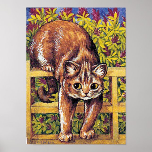 Katt över stängsel, Louis Wain Poster (Framsidan)