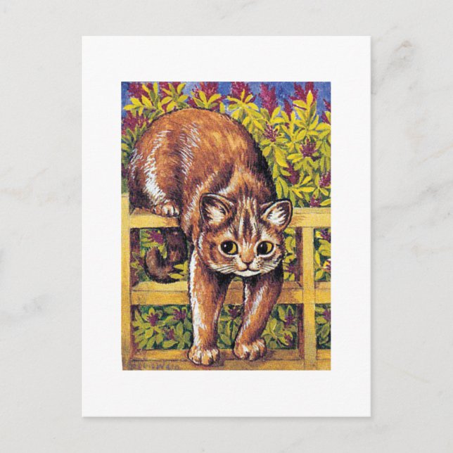 Katt över stängsel, Louis Wain Vykort (Framsida)