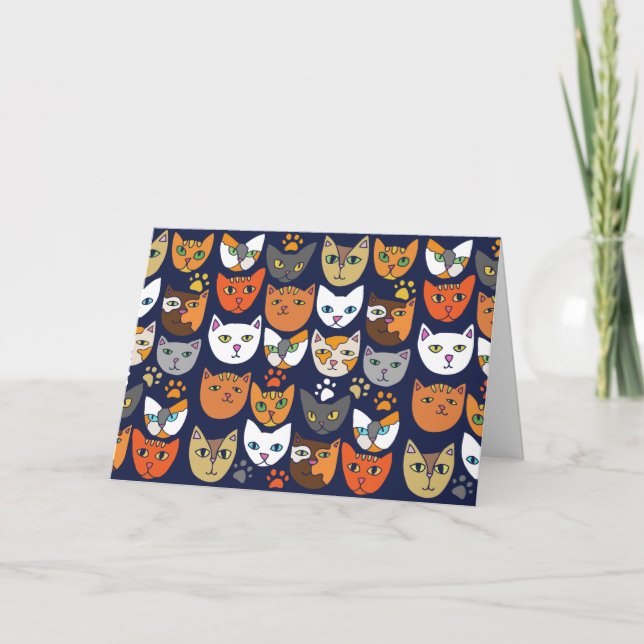 Katt överallt där kattperson helgkort (Framsida)