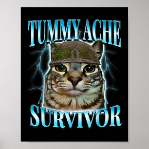 Katt överlevde magsmärta Roligt citat Katter Djur Poster
